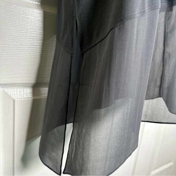 Eileen Fisher XXS 100% Silk Crepe Tunic Asymmetrical Blouse Top Long Sleeve Fall - Picture 7 of 13